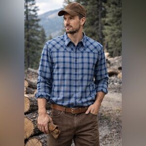 Pendleton Men’s XL Plaid Button Down Shirt Blue Cotton Long Sleeve